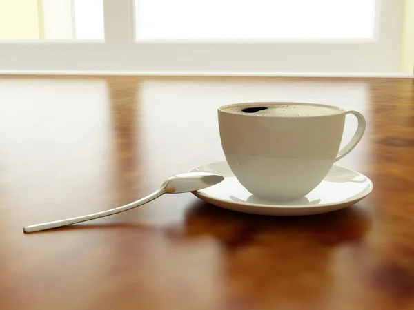 Ένα φλιτζάνι καφέ στο τραπέζι. — Φωτογραφία Αρχείου