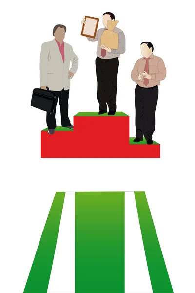 Businessmen on a podium — Stock Vector
