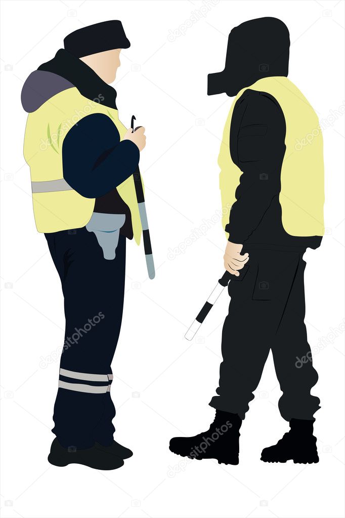 Policeman and security officer