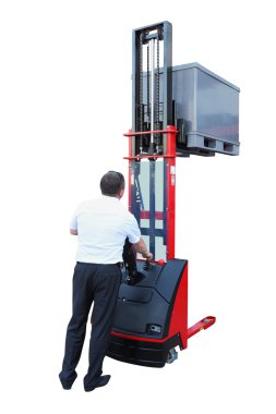 Operator lifting a container clipart