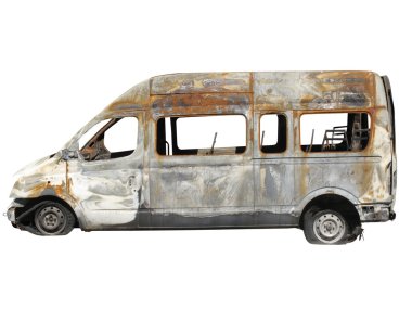 Burnt down bus clipart