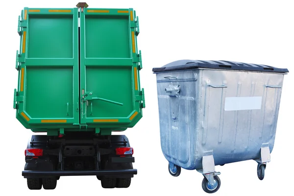 Refuse bin and the truck — Stock Photo, Image