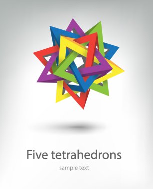 Five tetrahedrons clipart