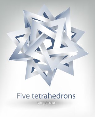 Five tetrahedrons clipart