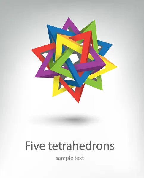 Vijf tetrahedrons — Stockvector