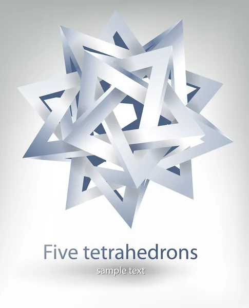 Vijf tetrahedrons — Stockvector
