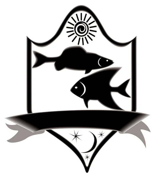Znak zodiaku Ryby tytuł ikona. — Zdjęcie stockowe