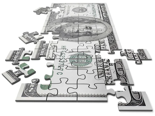 Puzzle in the form of currency of the USA — Stock Photo, Image