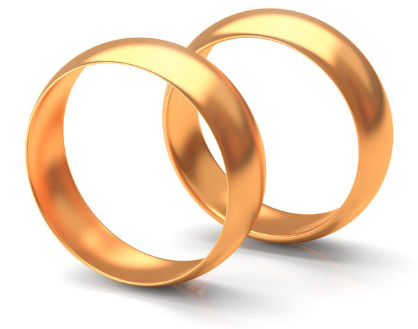 Два золотых обручальных кольца
