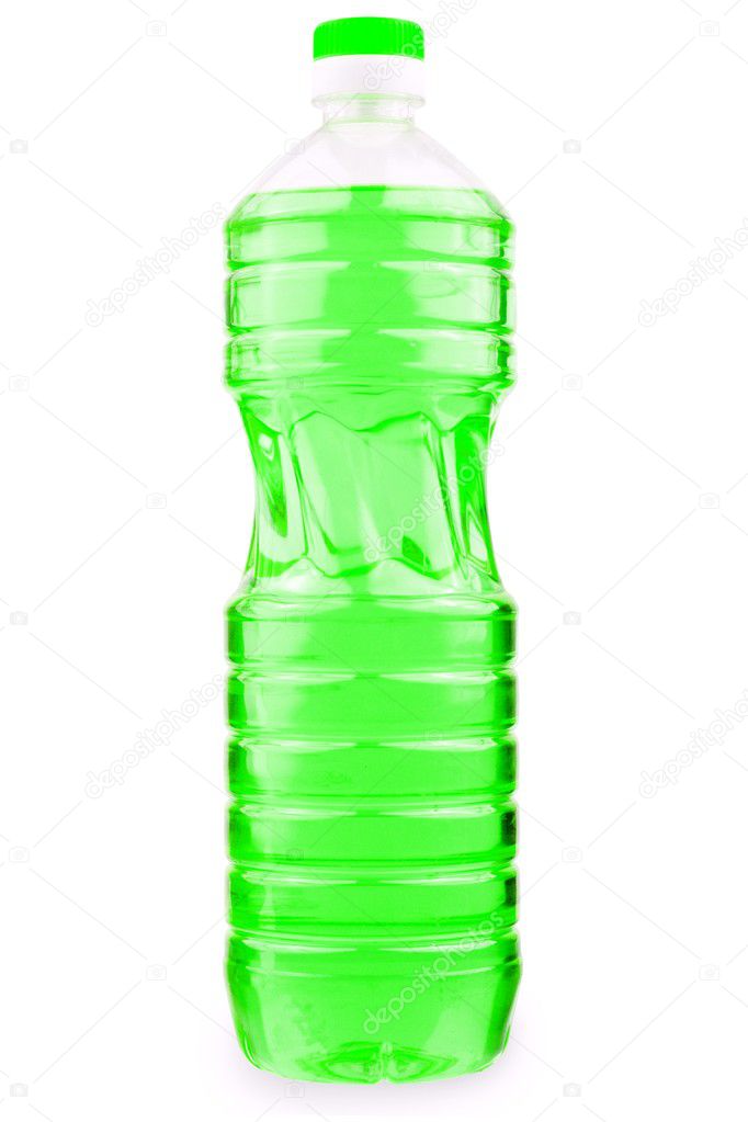 Bottle with green liquid