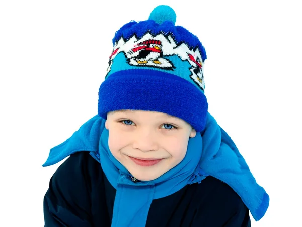 Aranyos fiú öltözött téli ruhák — Stock Fotó
