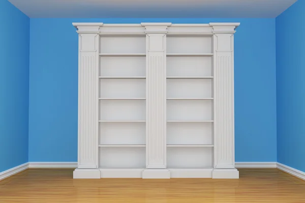 Knihovnička v modré minimalistický interiér — Stock fotografie