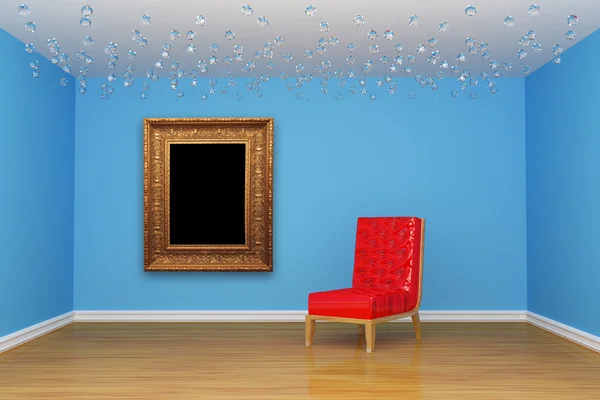 Piros szék és a kép keret üres szoba — Stock Fotó