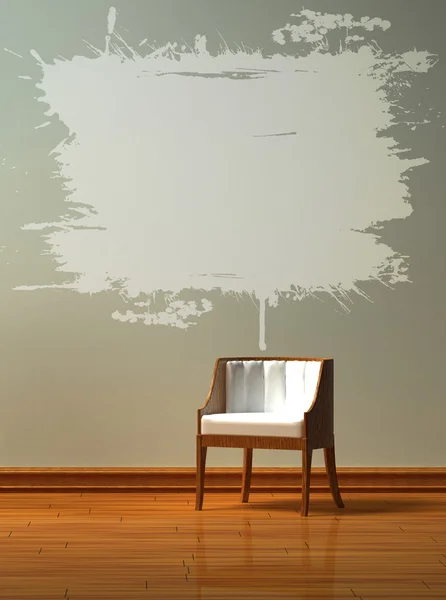 Silla sola con salpicadura blanca en interior minimalista —  Fotos de Stock