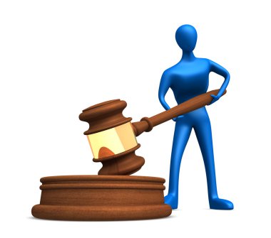 Person with judicial gavel clipart