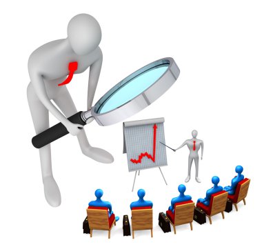 3d person watching the marketing strategy clipart