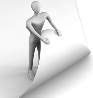3d person turns page clipart