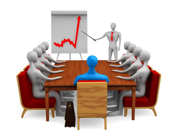 Groep van 3d personen op de vergadering — Stockfoto
