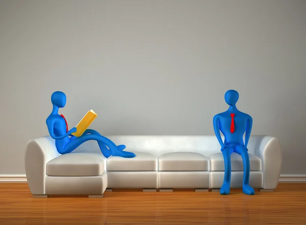 3D osoby v moderním interiéru — Stock fotografie