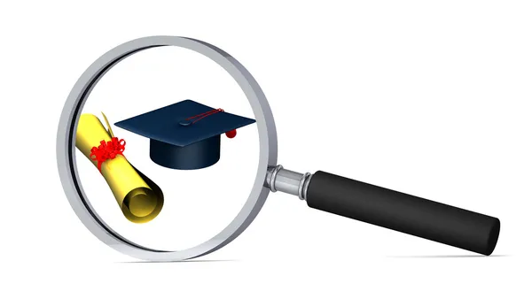 Capa de graduação e rolagem com lupa — Fotografia de Stock