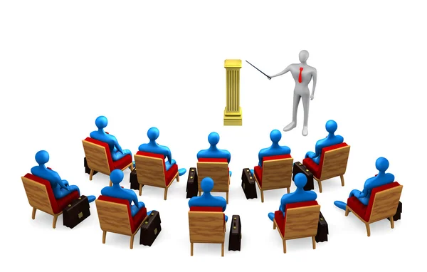 Gruppe von Personen und Lehrer auf weißem Hintergrund — Stockfoto
