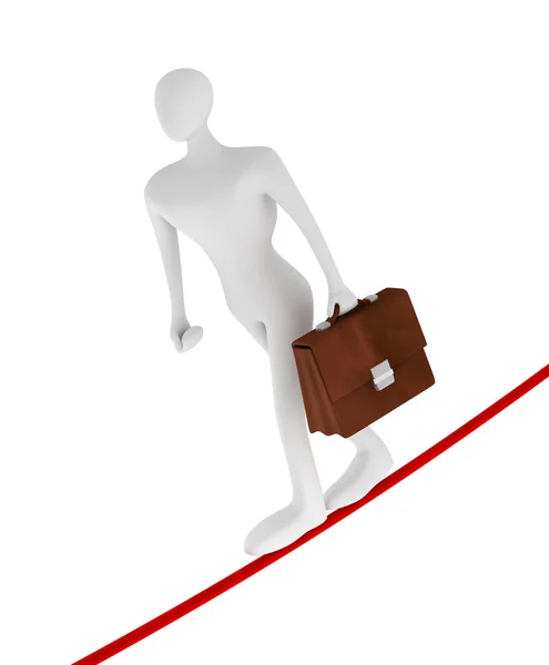 3d businessman walking on thin rope — Stock Photo, Image