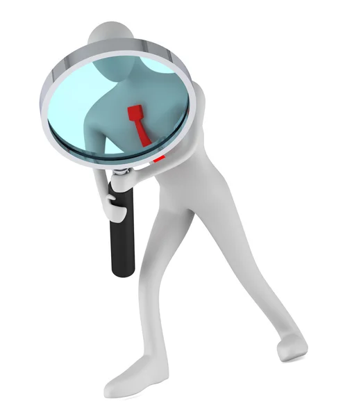 Person holding a magnifier looking for something — Stock Photo, Image