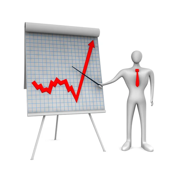 Persoon pointig op grafiek op het whiteboard. — Stockfoto