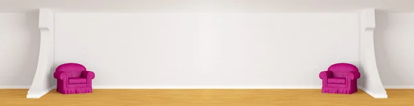 Paarse Fauteuils in moderne minimalistische interieur — Stockfoto