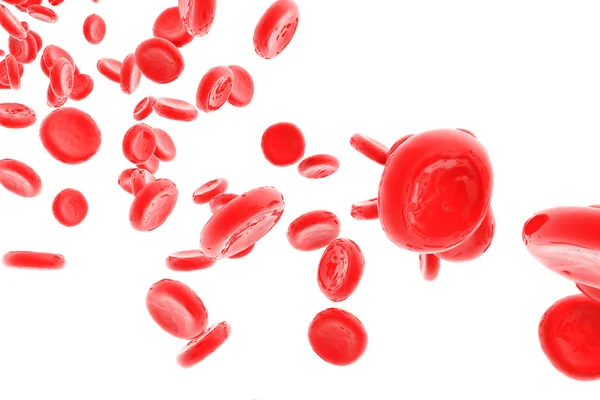 Rode bloedcellen geïsoleerd op wit — Stockfoto