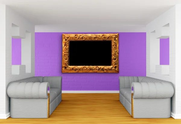 Galeriesaal mit luxuriösen Sofas — Stockfoto