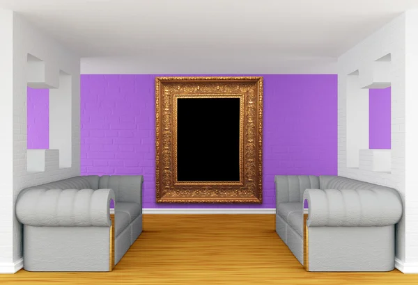 Зал галереи с роскошными диванами — стоковое фото