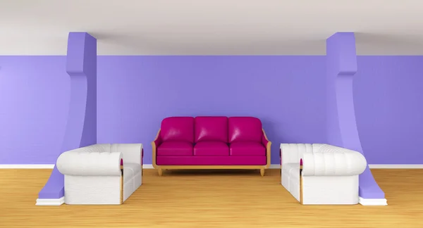 Gallery's hall with luxurious sofas — Stock Photo, Image