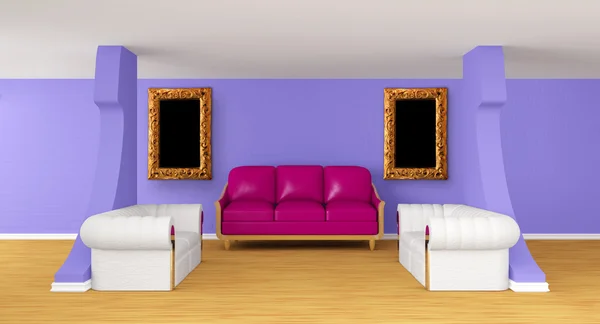 W galerii sali z luksusowe sofy — Zdjęcie stockowe