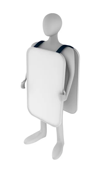3d persona sosteniendo un tablero en blanco —  Fotos de Stock
