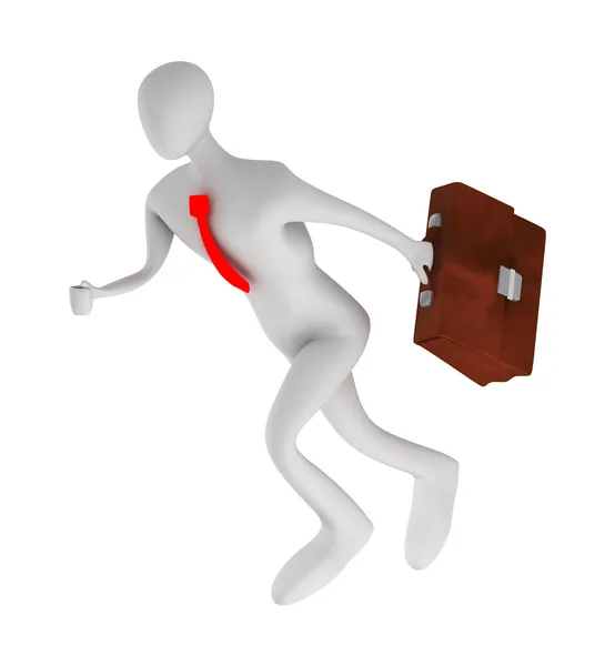 3dbusinessman running with briefcase — Stock Photo, Image