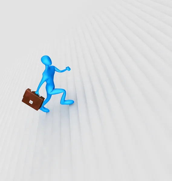 3D person klättrar på stegen — Stockfoto
