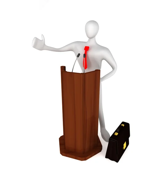 3d person speaking from a tribune — Stock Photo, Image
