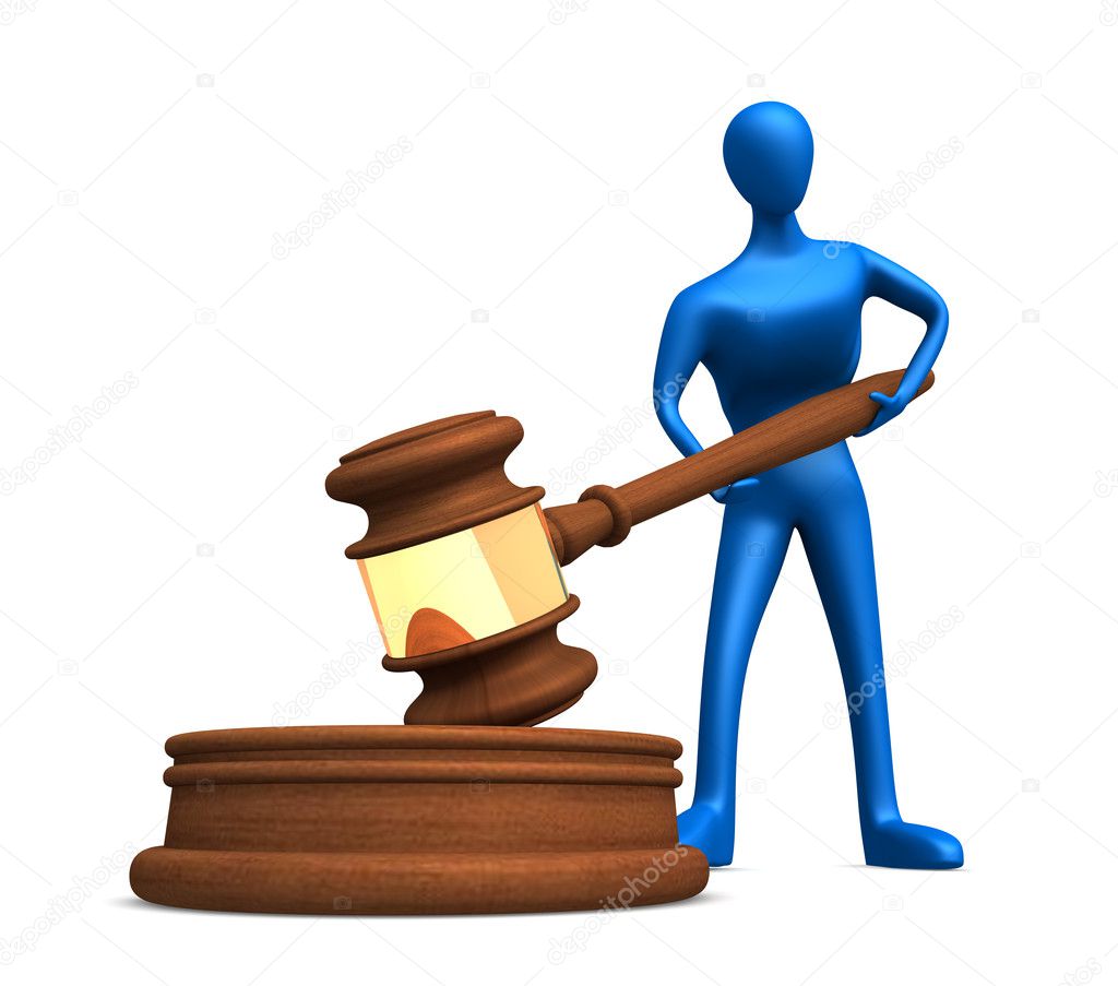 Person with judicial gavel