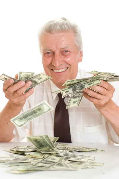 Uomo anziano in possesso di denaro — Foto Stock