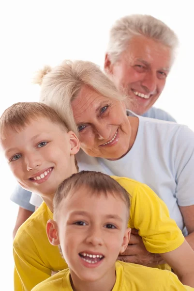 Бабушка и дедушка с внуками — стоковое фото