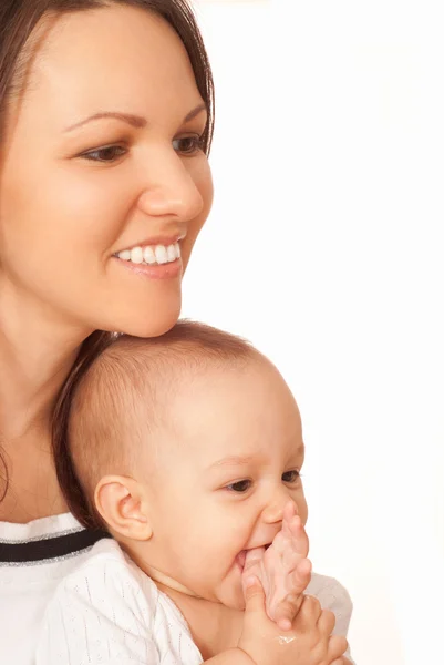 Aardige gelukkige moeder en baby — Stockfoto