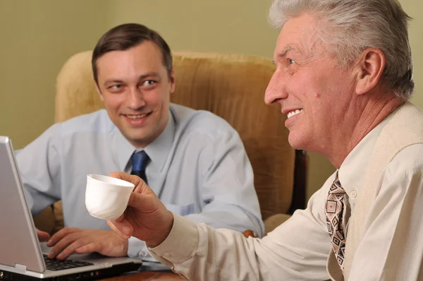 Two happy businessman in office — Stock Photo, Image