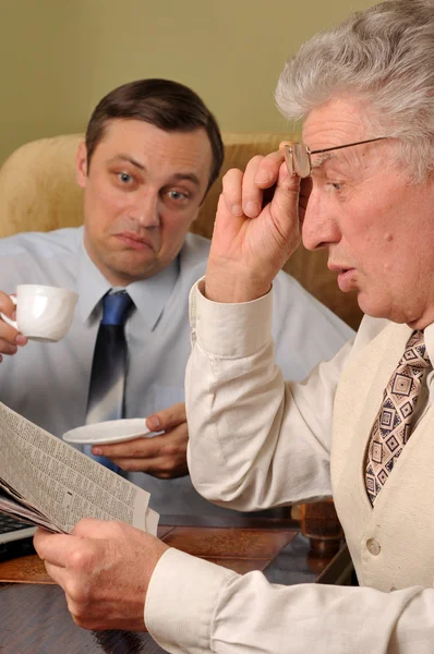 Two surprised businessman resting — Stock Photo, Image
