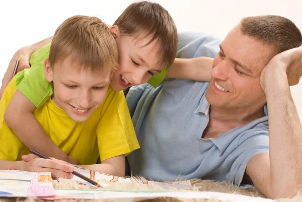 Father and two young brothers — Stock Photo, Image