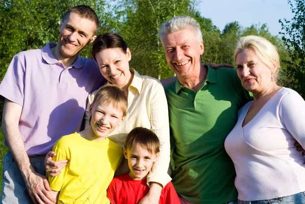 Счастливая семья из шести человек — стоковое фото