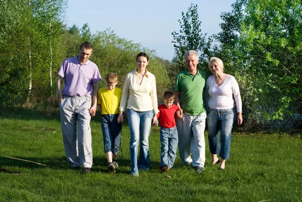 Famiglia felice di sei persone — Foto Stock