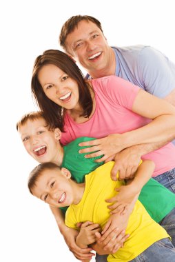 Happy family of four clipart