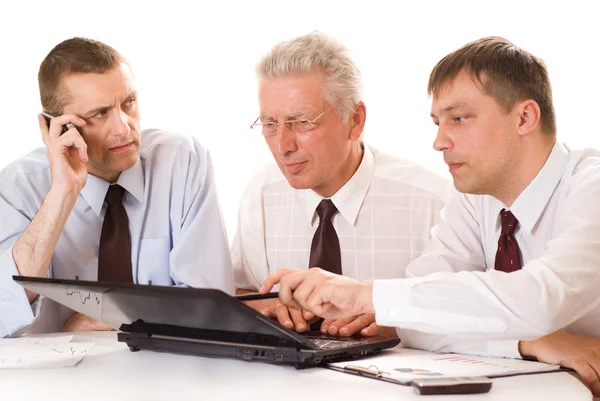 Businessmen working on a white — Stock Photo, Image