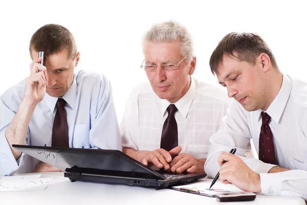 Businessmen working on a white — Stock Photo, Image